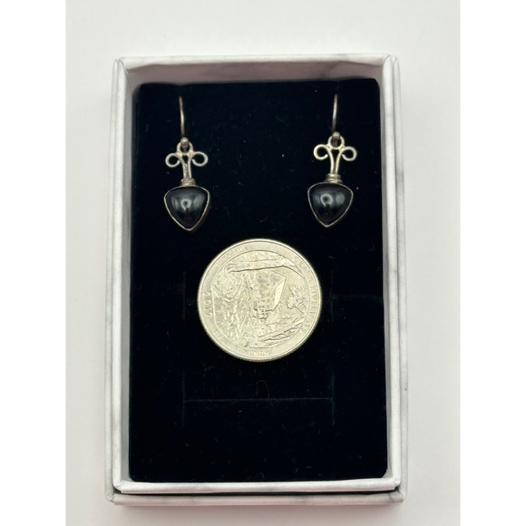 Vintage Black Onyx Sterling Silver Earrings - Picture 6 of 6